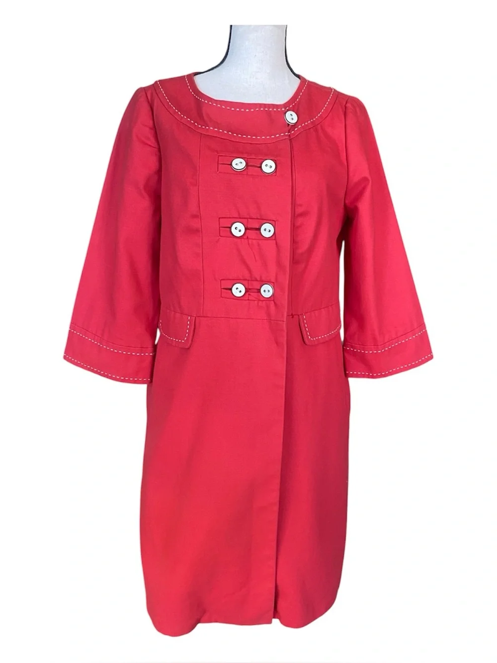 Penguin by Munsingwear Red Trench Coat Jacket P\S Retro Mod Swing Coat